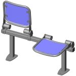 Twosome fold down sitting bench with smooth aluminium sitting surface