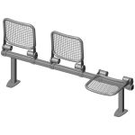 Threesome fold down sitting bench with wire mesh sitting surface