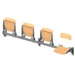 Foursome fold down sitting bench with beech wood sitting surface and back rest