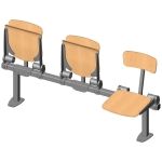 Threesome fold down sitting bench with beech wood sitting surface and back rest