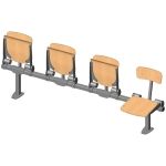 Foursome fold down sitting bench with beech wood sitting surface and back rest
