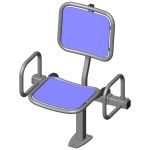 Einzel-Sitzbank mit glatter Alu-Sitzfläche und -Rückenlehne, mit Armlehnen