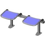 Twosome rigid sitting bench with smooth aluminium sitting surface