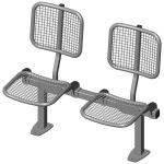 Twosome rigid sitting bench with wire mesh sitting surface and back rest