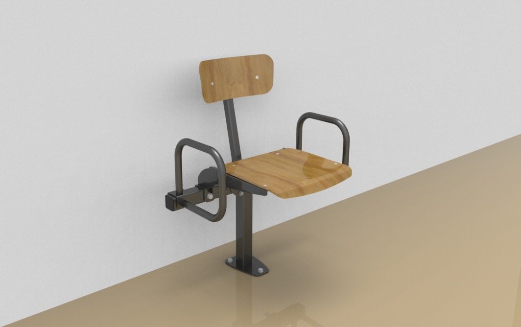 Einzel-Sitzbank mit Buche-Sitzfläche und -Rückenlehne, mit Armlehnen