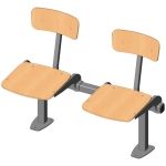 Twosome rigid sitting bench with beech wood sitting surface and back rest