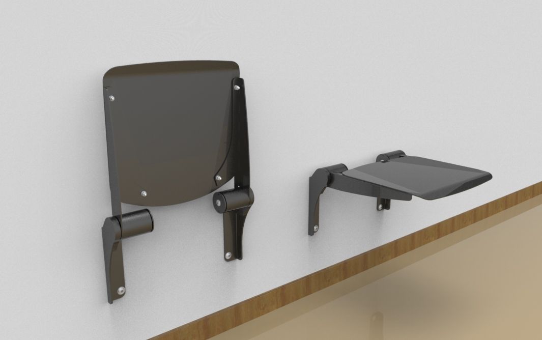 Fold down seat "Balu" with aluminium sitting surface, wall mounted